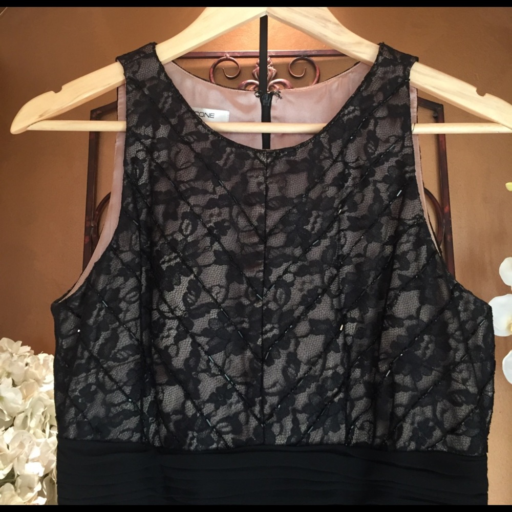 Host Pick! Evan Picone Beaded Black Cocktail Dress Size 6 - Picture 3 of 7